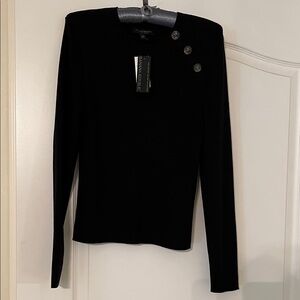 Banana Republic Black Long Sleeve Sweater with Button Accents
